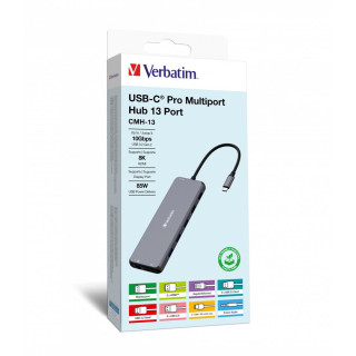 VERBATIM USB-C PRO MULTIPORT HUB 13 PORT CMH-13 8K SUPPORT